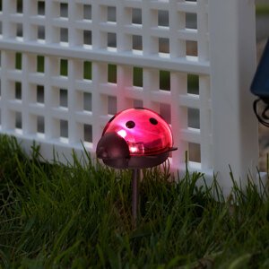 LED-es szolár lámpa - katica - hidegfehér - piros - 75 x 60 x 156 mm