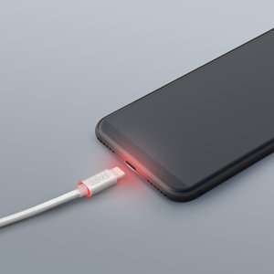 Adatkábel - iPhone "lightning" LED fénnyel ezüst - 1 m