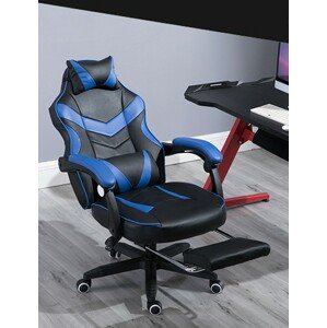 Gamer szék pro lábtartóval, kék-fekete