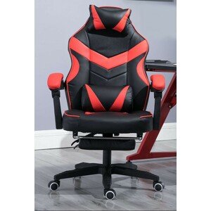 Gamer szék pro lábtartóval, piros-fekete