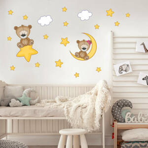 Gyerekszoba falmatrica - Maci csillagokkal