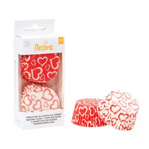 Decora Muffin papír - fehér / piros szívecskés 36 db