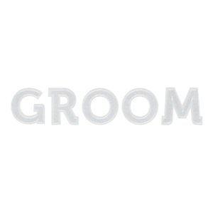 PartyDeco Vasalható matrica - Groom fehér 30 x 6 cm