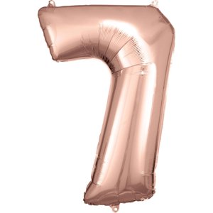 Amscan 7-es rózsaszín-arany szám születésnapi fólia lufi