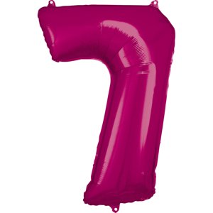 Amscan 7-es rózsaszín szám születésnapi fólia lufi 86 cm