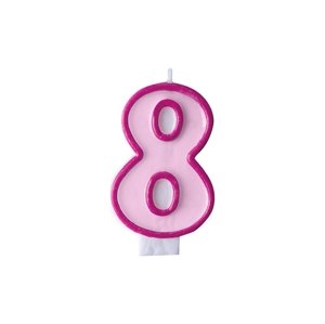 PartyDeco Születésnapi szám gyertya 8 - rózsaszín